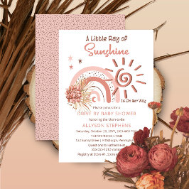 Boho A Ray of Sunshine Drive by Girl Baby Shower Inbjudningar