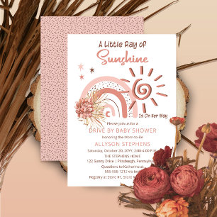 Boho A Ray of Sunshine Drive by Girl Baby Shower Inbjudningar