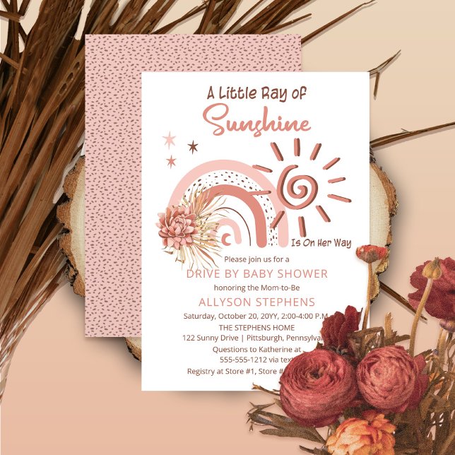 Boho A Ray of Sunshine Drive by Girl Baby Shower Inbjudningar (Skapare uppladdad)