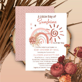Boho A Ray of Sunshine Girl Baby Shower by Mail Inbjudningar
