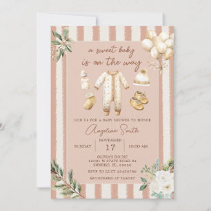 Boho A Sweet Baby är på väg mot babyduschen Inbjudningar