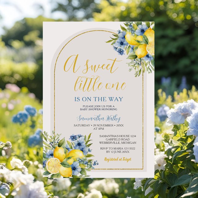 Boho A Sweet Little One Lemon Blommigt Baby Shower Inbjudningar (Skapare uppladdad)