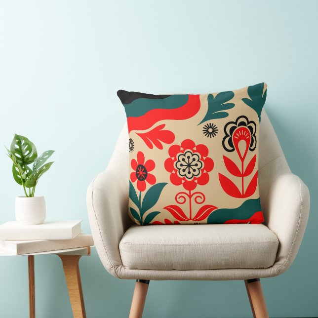 Boho Abstract Flower Wall Art Kudde (Stol)