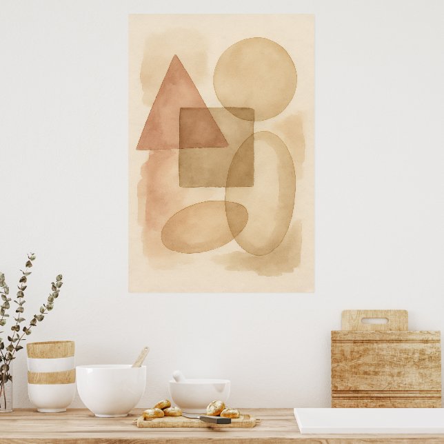Boho Abstract Minimalist Wall Art Poster (Kök)