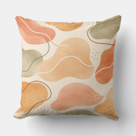 Boho Abstract Organic Shape Pillow - Earthy Kudde