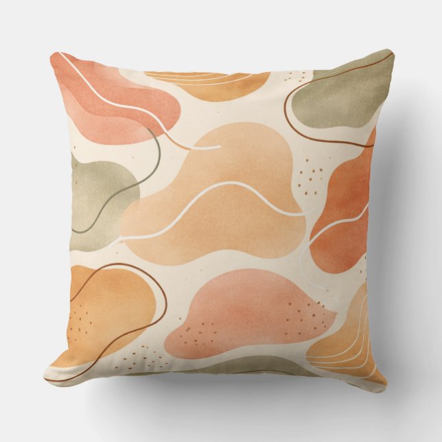 Boho Abstract Organic Shape Pillow - Earthy Kudde (Framsida)