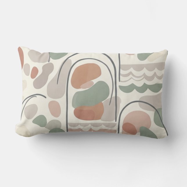 Boho Abstract Organic Shape Pillow - Earthy Lumbarkudde (Framsida)