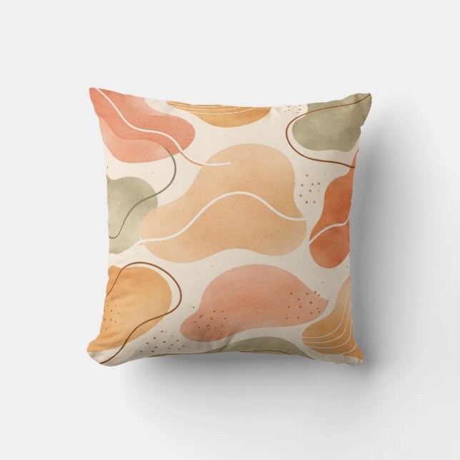 Boho Abstract Organic Shape Pillow - Earthy Terrac Kudde (Framsida)