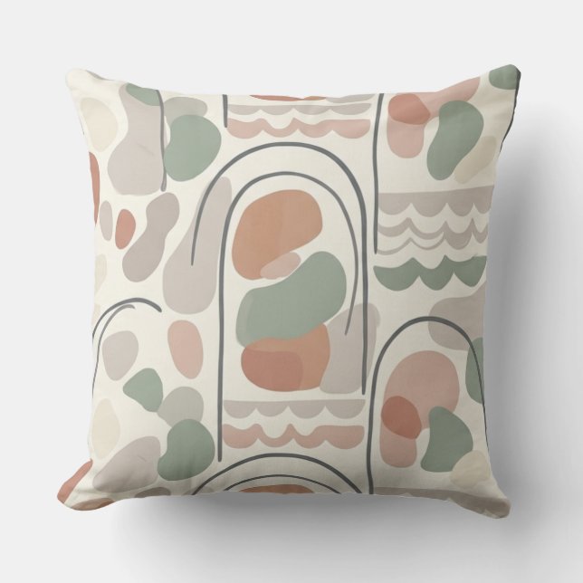 Boho Abstract Organic Shape Pillow - Earthy Terrac Kudde (Framsida)