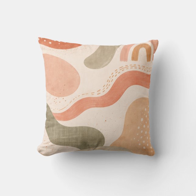 Boho Abstract Organic Shape Pillow - Earthy Terrac Kudde (Framsida)