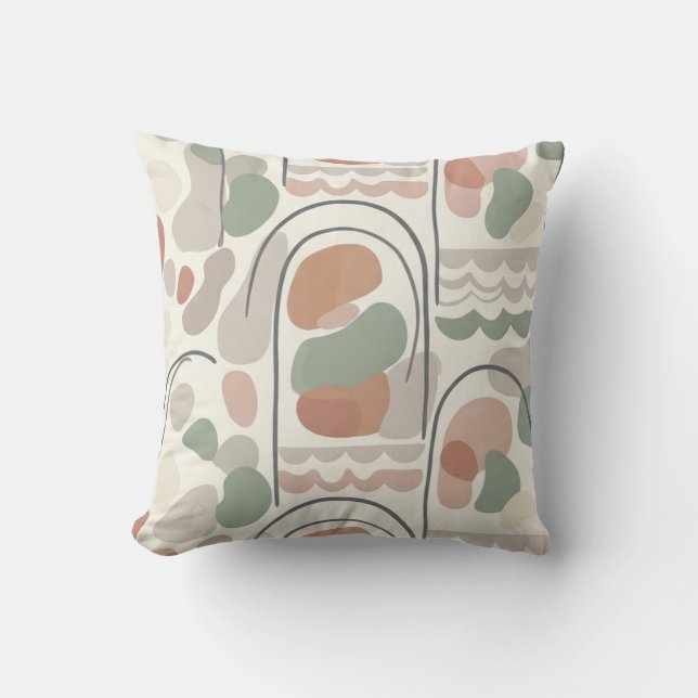 Boho Abstract Organic Shape Pillow - Earthy Terrac Kudde (Framsida)