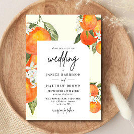 Boho Abstract Sketchy Orange Garden Wedding Inbjudningar