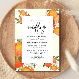 Boho Abstract Sketchy Orange Garden Wedding Inbjudningar