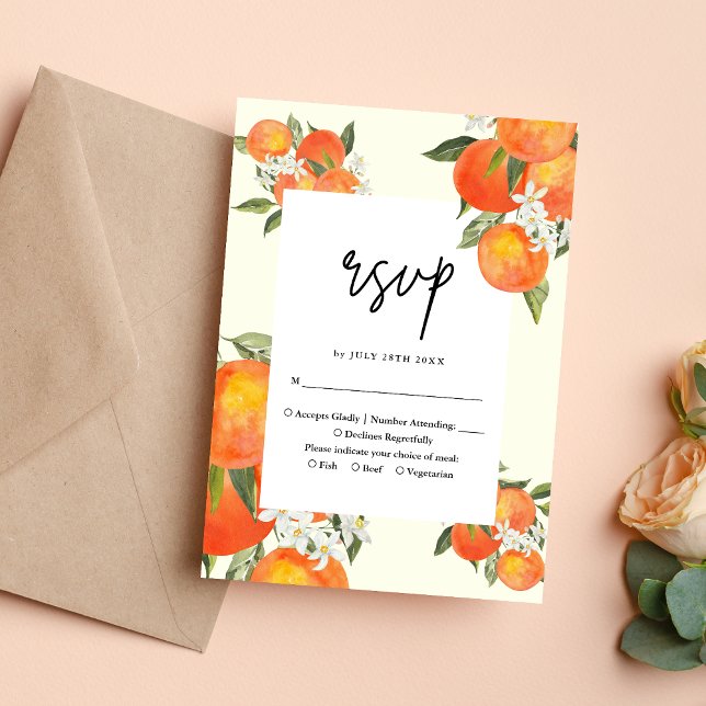 Boho Abstract Sketchy Orange Garden Wedding OSA Kort (Skapare uppladdad)