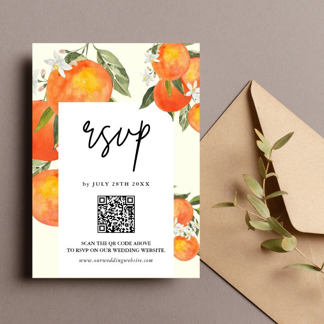 Boho Abstract Sketchy Orange Garden Wedding OSA Kort (Skapare uppladdad)