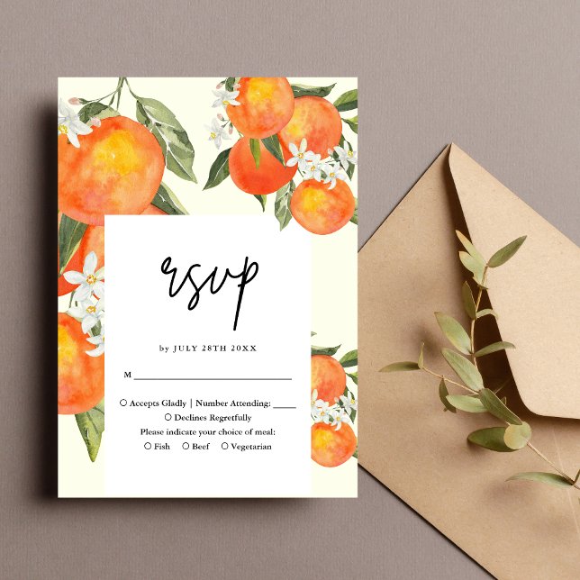 Boho Abstract Sketchy Orange Garden Wedding OSA Kort (Skapare uppladdad)