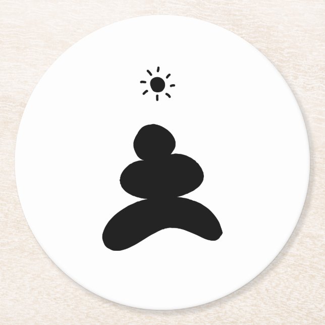 Boho abstract Stone and Sun Underlägg Papper Rund (Framsidan)