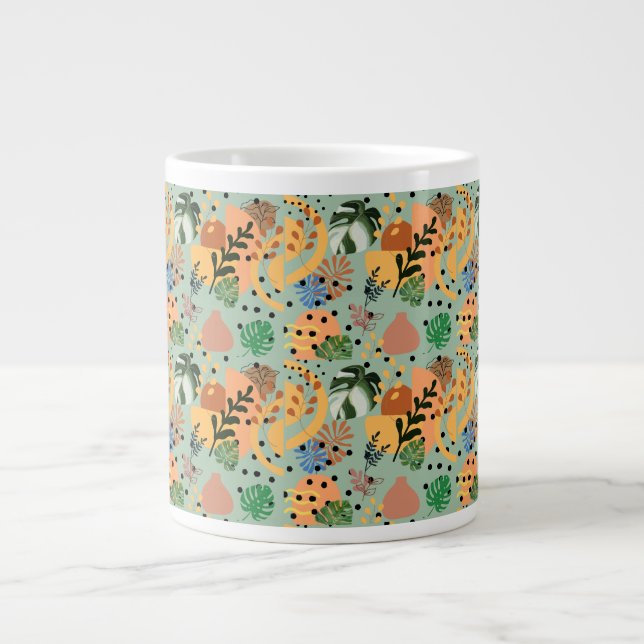 boho abstract tropical pattern -minimal leaf desig jumbo mugg (Framsidan)