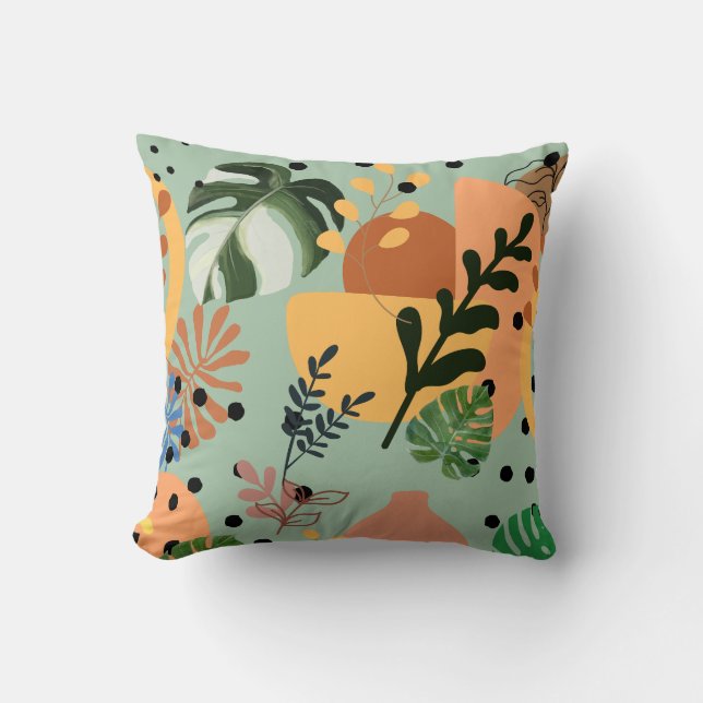 boho abstract tropical pattern-minimal leaf design kudde (Framsida)