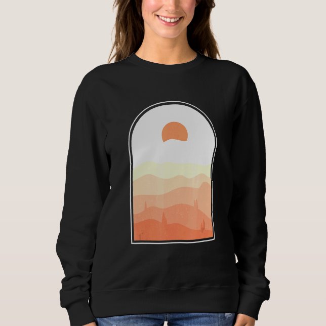 Boho Abstrakt Art Desert Sunset liggande Geometri T Shirt (Framsida)