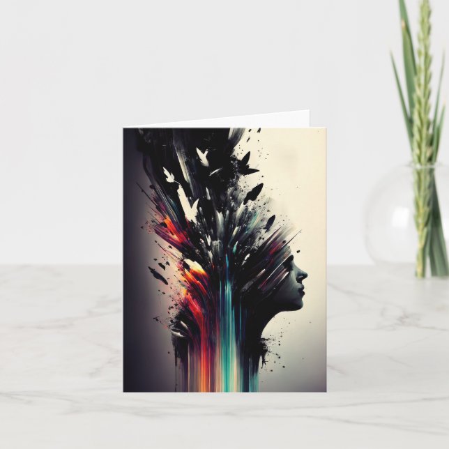 Boho abstrakt art med flicka ansikte kort (Framsida)