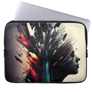 Boho abstrakt art med flicka ansikte laptop fodral