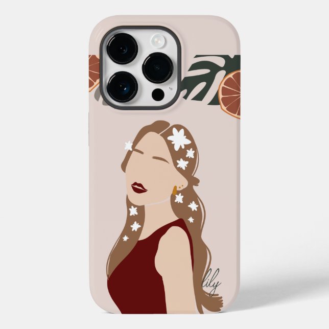 Boho Abstrakt Art Woman Illustration , Earthy Tone (Baksida)