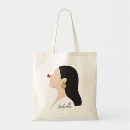 Boho Abstrakt Art Woman Illustration , Earthy Tone Tygkasse
