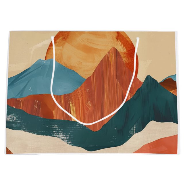Boho abstrakt berglandskap med sol (Framsidan)