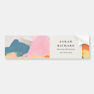 Boho Abstrakt Bergslandskap Rosa Blå Orange Bildekal