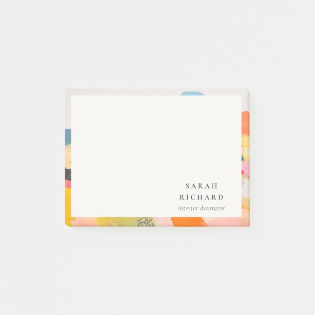 Boho Abstrakt Bergslandskap Rosa Blå Orange Post-it Block (Framsida)