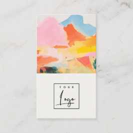 Boho Abstrakt Bergslandskap Rosa Blått Logo Visitkort