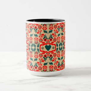 Boho Abstrakt Blomkonst Mugg