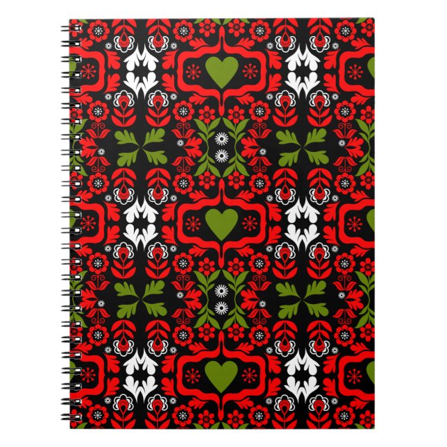 Boho Abstrakt Blomma folkkonst Anteckningsbok (Framsidan)