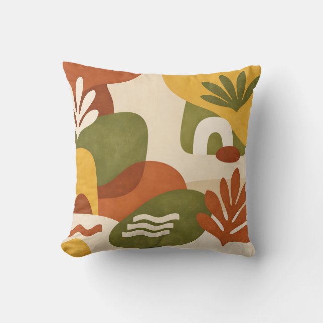 Boho Abstrakt Botanisk Konst Kudde (Framsida)