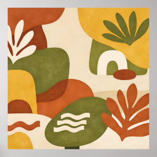 Boho Abstrakt Botanisk Konst Poster