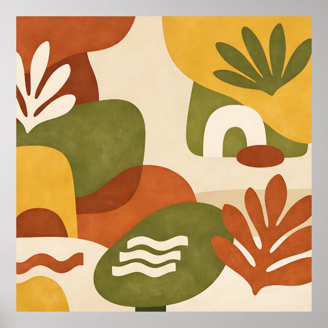 Boho Abstrakt Botanisk Konst Poster (Framsidan)