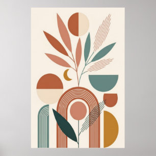 Boho Abstrakt Botanisk Retro Minimalistisk Konst Poster
