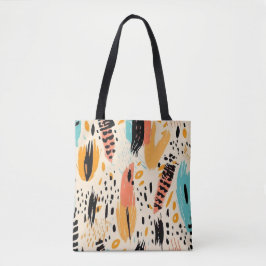 Boho Abstrakt Brushstroke Tote Bag - Trendig Artis Tygkasse