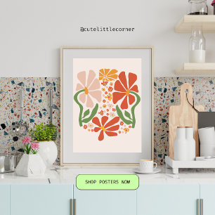Boho Abstrakt Flowers Poster