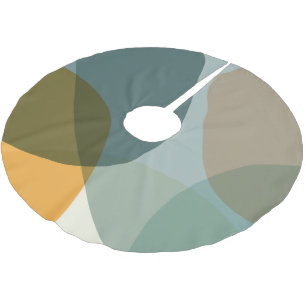 Boho Abstrakt Geometric Shapes Blue and Gult Julgransmatta Borstad Polyester