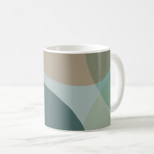 Boho Abstrakt Geometric Shapes Blue and Gult Kaffemugg