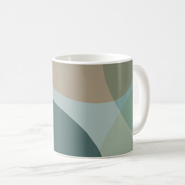 Boho Abstrakt Geometric Shapes Blue and Gult Kaffemugg (Framsida höger)