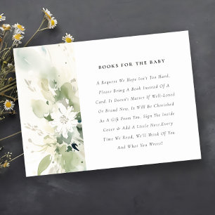 Boho Abstrakt Grön Blommig Bok För Baby Shower Tilläggskort