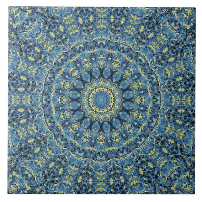 Boho Abstrakt Groovy Van Gogh Starry Night Mandala Kakelplatta (Framsidan)