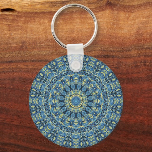 Boho Abstrakt Groovy Van Gogh Stjärnkväll Mandala Nyckelring (Framsida)