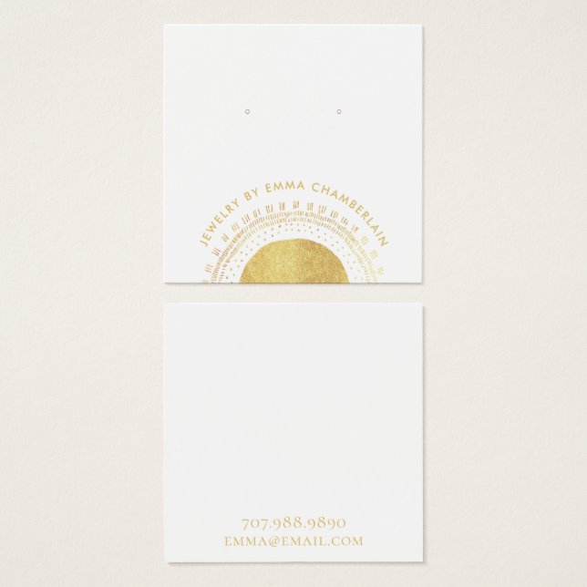 Boho Abstrakt Guld Circle Earring Visning Card Fyrkantigt Visitkort (Framsida & baksida)