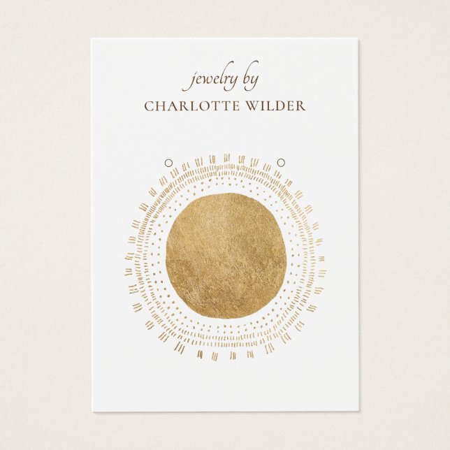 Boho Abstrakt Guld Circle Earring Visning Card Visitkort (Framsidan)