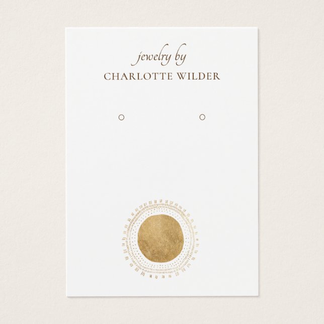 Boho Abstrakt Guld Circle Earring Visning Card Visitkort (Framsidan)