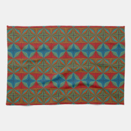 Boho Abstrakt Hippie Coola Red Blue Ethnic Trippy Kökshandduk